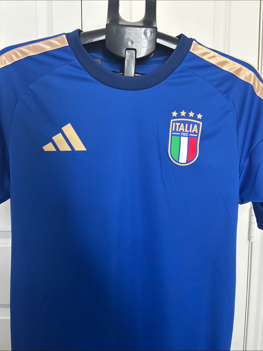 Adidas men Italia Blue & Gold Soccer Jersey